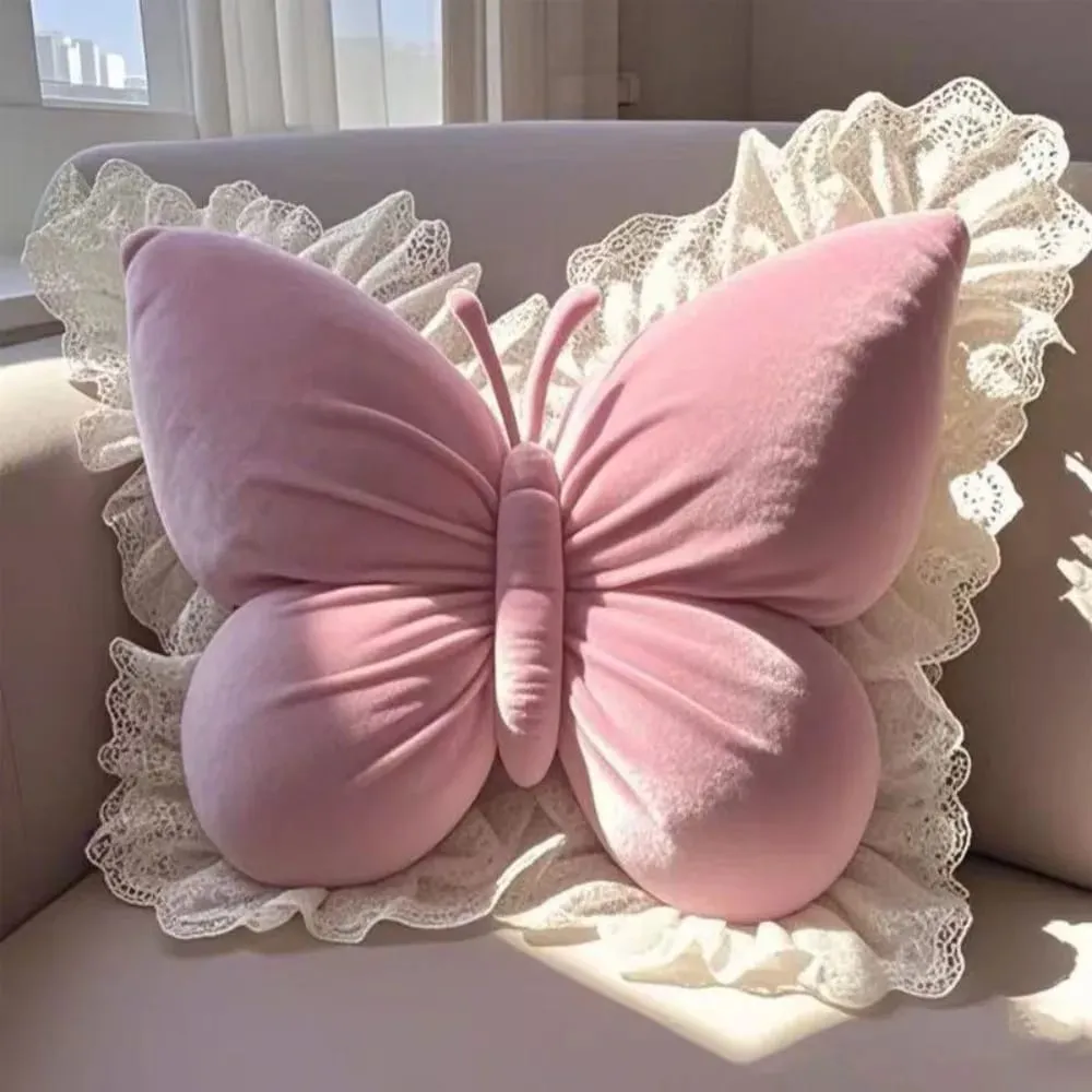 New Cute Butterfly Pillow Lace Butterfly Bedhead Pillow Home Textile Cushion Sofa Decoration — image 9