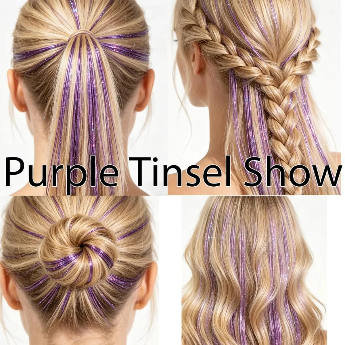 12 Pcs Clip in Hair Tinsel Sparkly Glitter Fairy Hair Extensions Shiny Hair Accessories For Girls Women Kids Party Festival — image 6