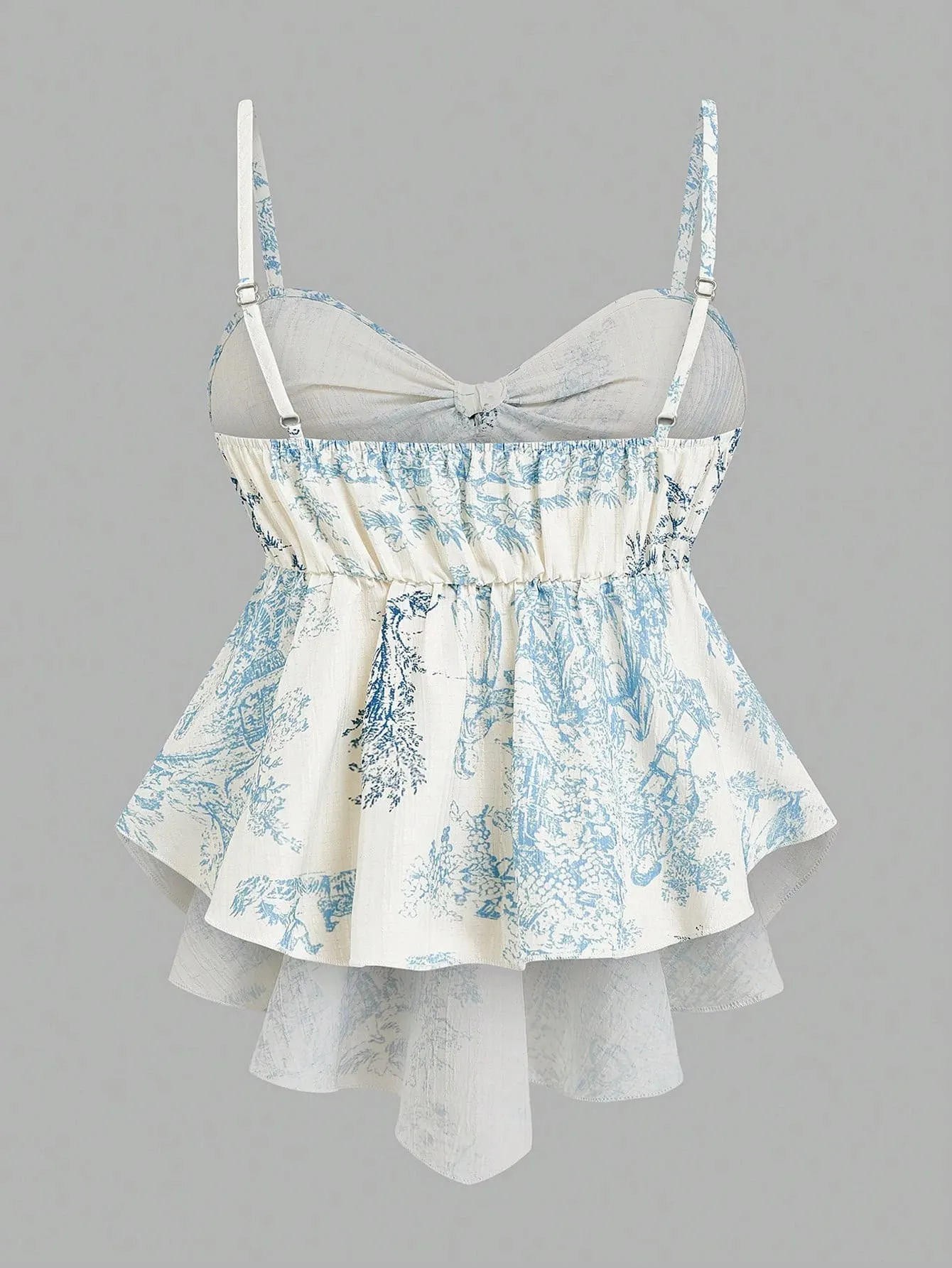 Women's Elegant Cami Top Striped Printed Fabric Bow Neck & Front Tie Waist Slim Sleeveless Camisole. Versatile for Spring & S — image 2