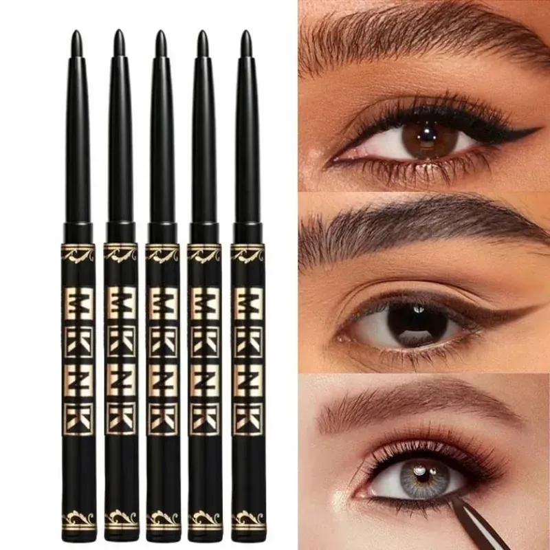 1-12pcs Waterproof Black Eyeliner Pencil Smudge-Proof Easy Twist Application Eye Gel for Beginner-Friendly Bold Punk Eye Makeup