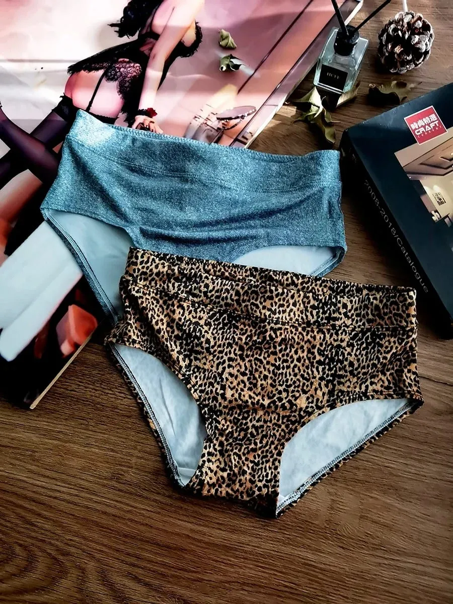 Triangle Cup Bra Set Sexy Leopard Print Ultra Thin Wirefree Bralette & Panty Lingerie for Small Breasts — image 7