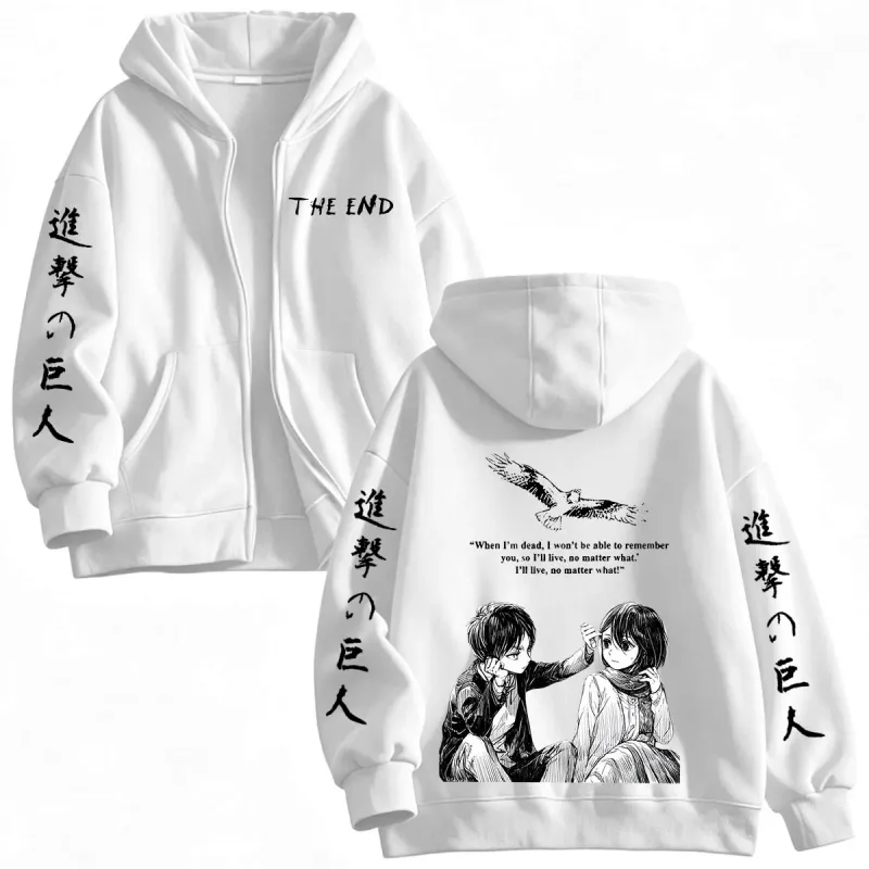 Anime Attack on Titan Mikasa Ackerman Eren Jaeger Zipper Hoodies Men Clothing Long Sleeves Zip Up Hooded Sweatshirt Jackets Coat — image 5