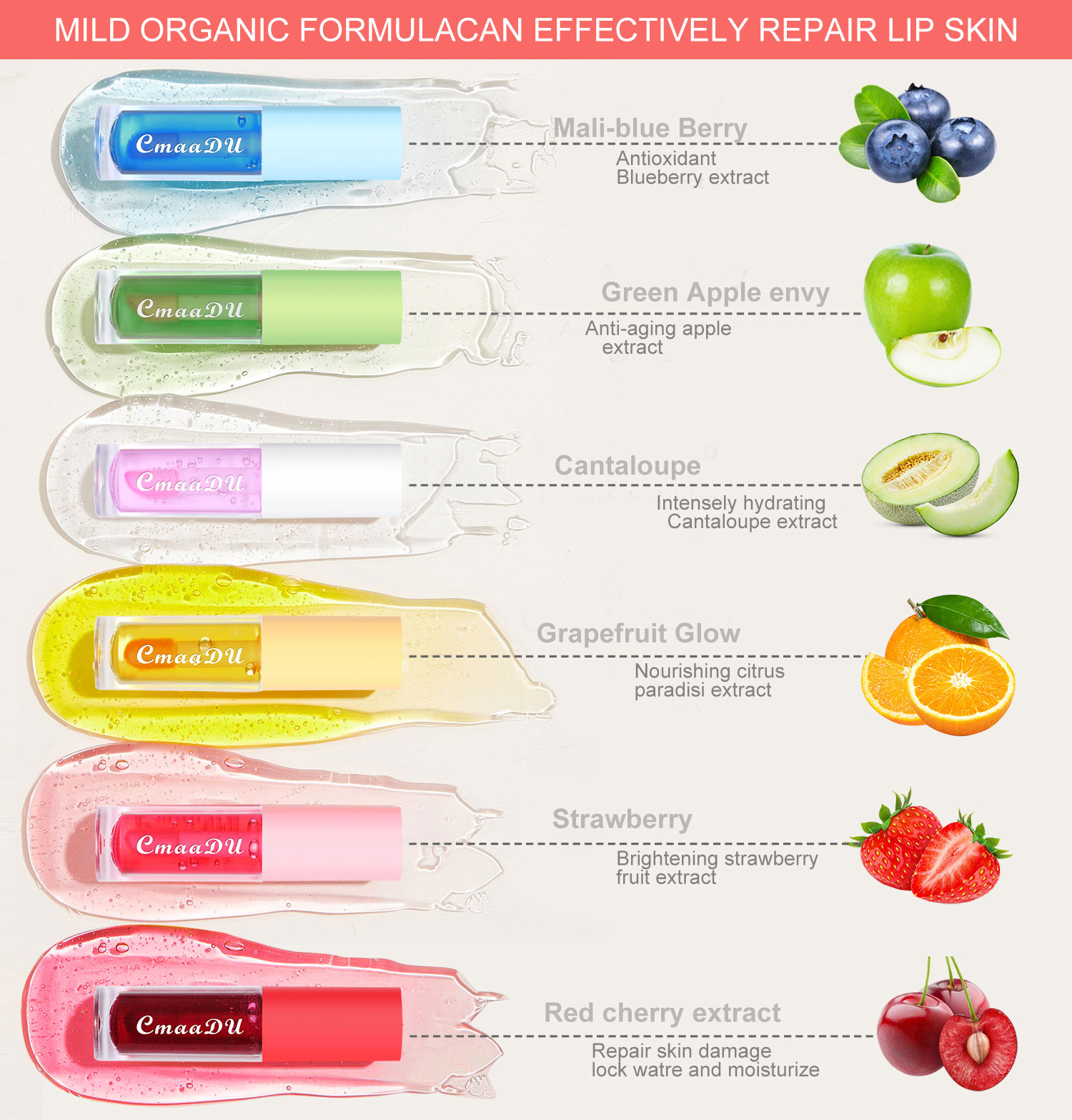 6 Color-Changing Lip Gloss Fruity Scent Moisturizing and Long-Lasting Smooth Hydrating Temperature-Activated Lip tint — image 4