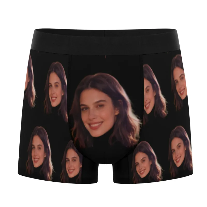 Personalized facial photos customized underwear flat cornered men's Valentine's Day gift for husband anniversary gift for fath — image 9