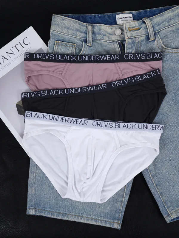 3PCS Men's ORLVS Triangle Briefs Low Rise Soft Breathable Stretch Cotton Underwear — image 2