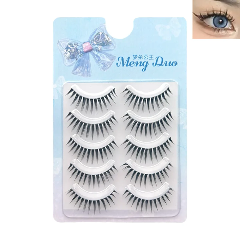 5pair Korean Style Manga False Eyelashes Natural Spiky Wispy Thick Eyelash Extension For Beauty Eye Cosplay Diy Makeup Tools