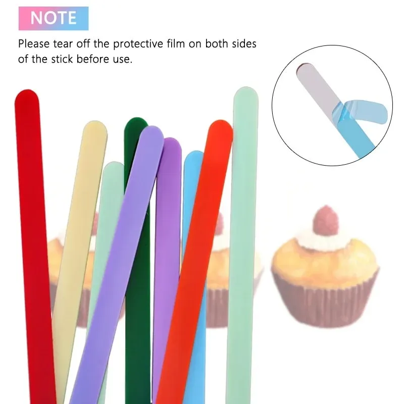 Food Grade Acrylic Ice Cream Sticks 10pcs/set Colorful Light Popsicle Stick Stirring Rod Distinguishing Labels Kitchen Tools — image 9