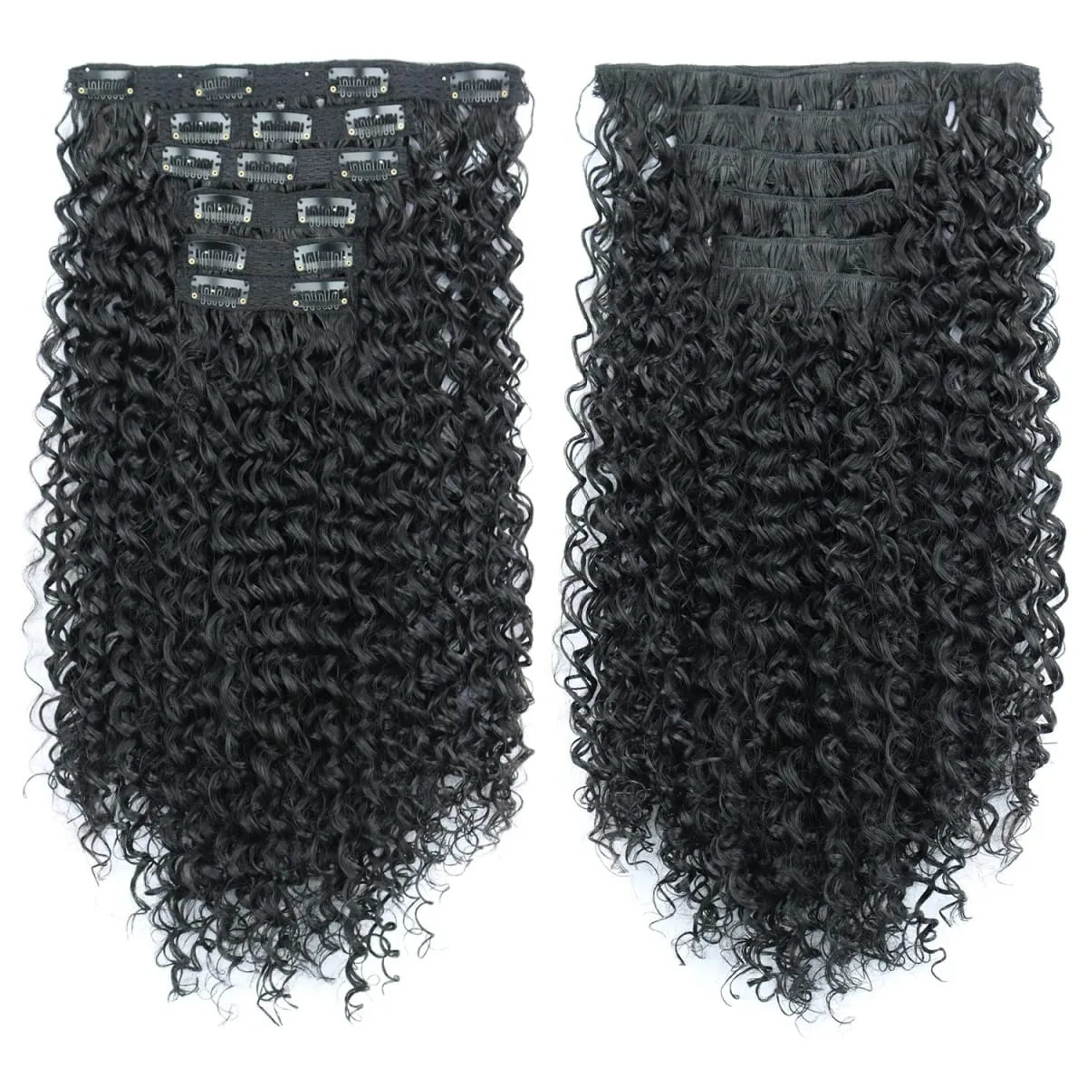 Synthetic Kinky Curly Clip On Hair Extensions Black Blonde Fluffy Kinky Curly Full Head Fake Pieces Hair Extensions For Women