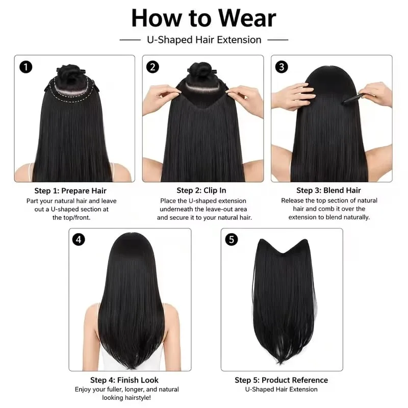 22Inch Synthetic Long Straight Multi Layer Hair Extension BB Clip Style Fiber Hairpiece for Women Daily Wear Confident Elegant — image 6