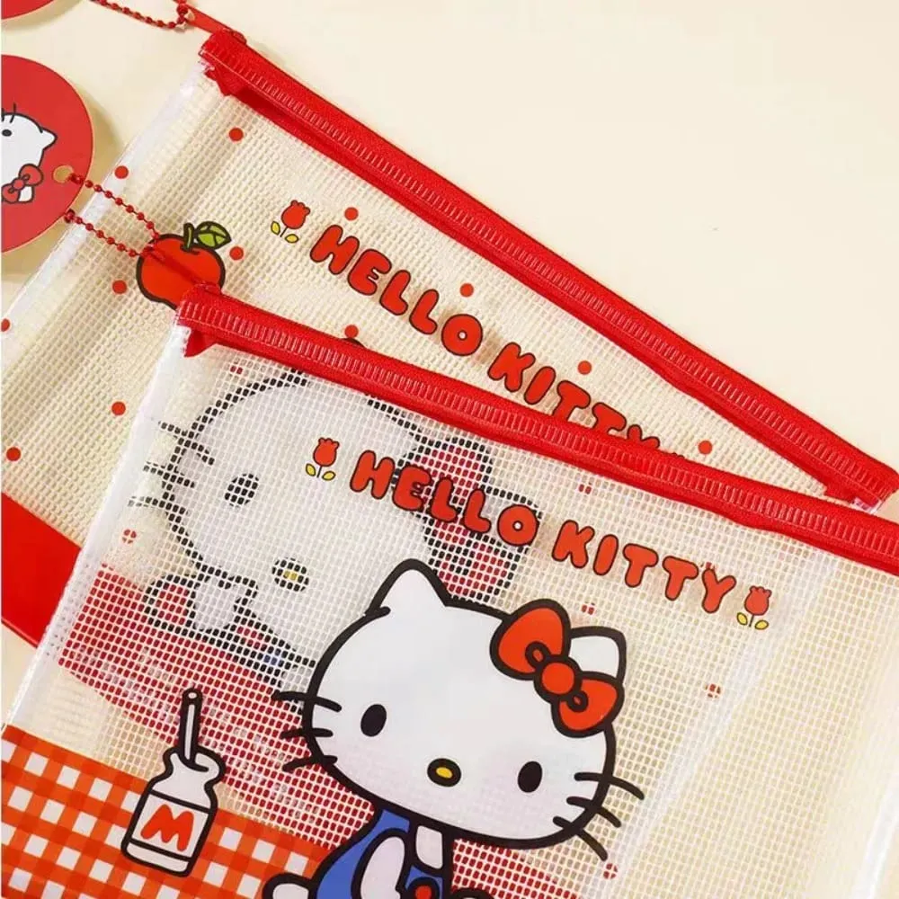 Genuine Sanrio Hello Kitty A5 Mesh Zipper Pouch Cute Kt Cat Waterproof PVC Document Bag For School File Pen Stationery Organize — image 6
