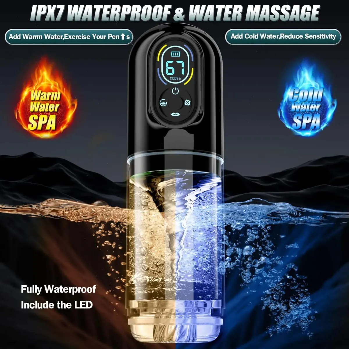 New LCD Automatic Male Mastubator Penis Pump With 7 Vibrating Rotating Thrusting & Licking Modes Pocket Pussy Sex Toys for Men