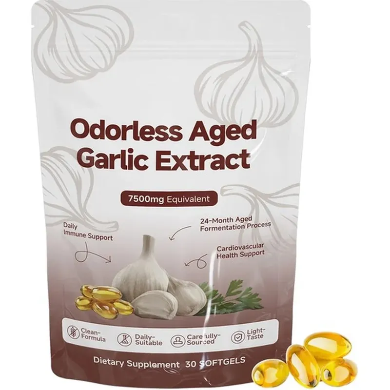 Odorless Aged Garlic Extract Softgels 7500mg Equivalent 24-Month Fermented For Immune Cardio Metabolic Support Adult 30 Count — image 9