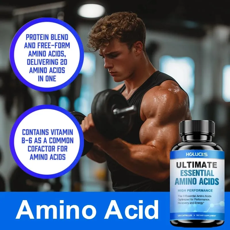 Essential Amino Acids EAA Supplement 9 EAAs 120 Tablets Muscle Recovery Energy Performance