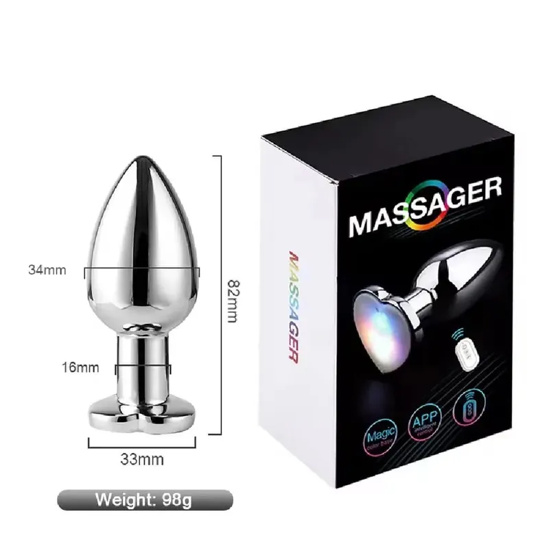1PCS Heart-shaped Metal Vibrating Anal Plug Luminous Vibrating Anal Plug Remote Application Control Adult Couples Sex Toy