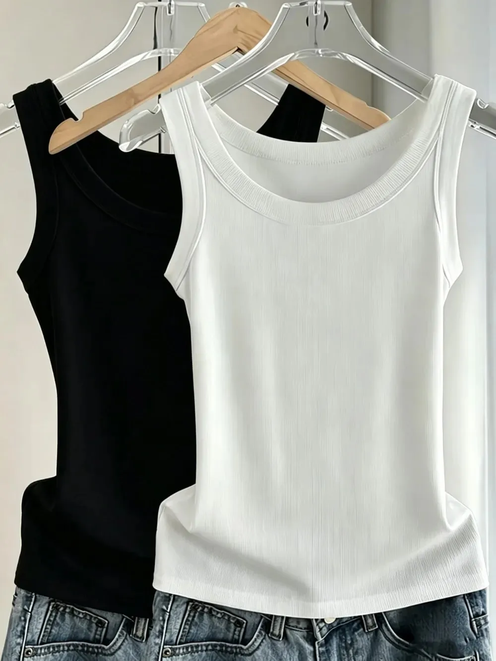 Womens O-Neck Ribbed Cotton Tank Top Slim Bodycon Sleeveless Summer Soft Breathable Basic Vest Casual Wear Daily Undershirt Tops — image 14