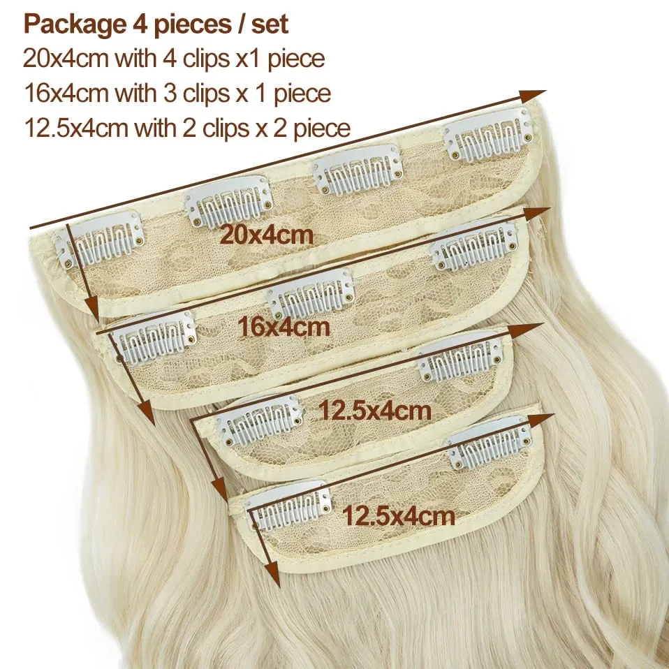 4 Pieces Set Clip In Hair Extensions Highlight Wavy Curly Long Synthetic Hairpieces For Women 22 Inch 180g Hair Clips Hair — image 5