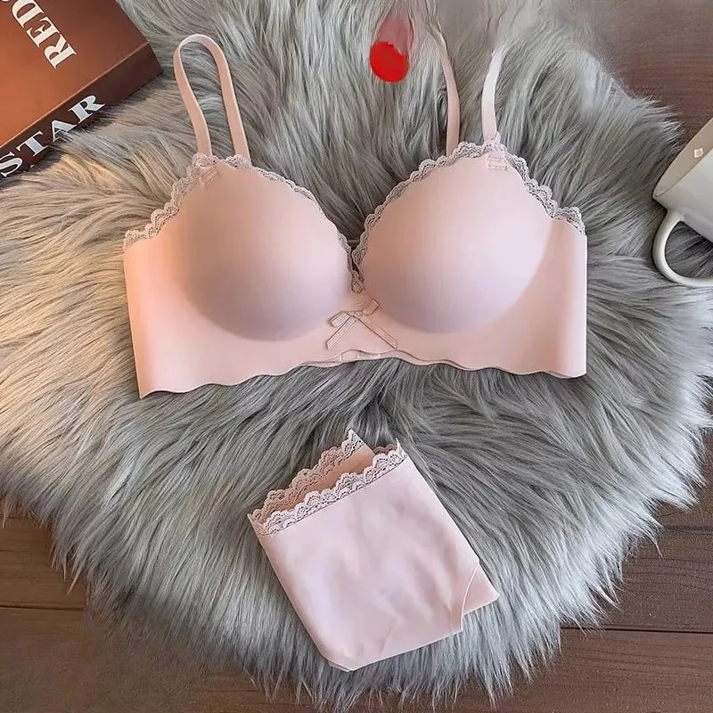 Hot Selling Ladies Push Up Bra Set Seamless Wireless Support Anti-Sagging Comfort Lingerie Set S-XLAB for Young Women Daily Use — image 6