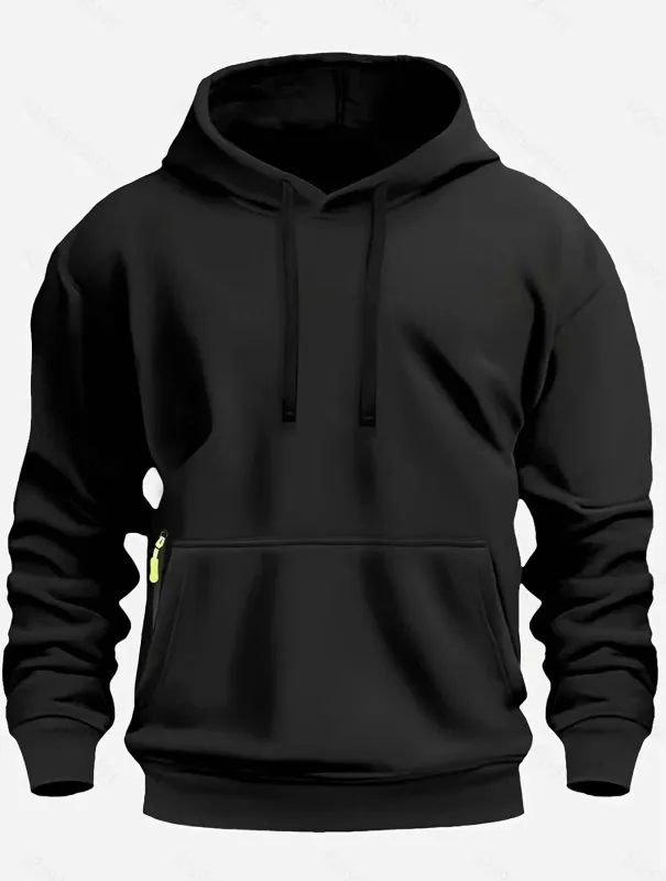 Fall/Winter New Arrival Men's Fleece Hoodie High Quality Solid Color Hooded Sweatshirt Male Fashionable Street Style Sweatshirt — image 9
