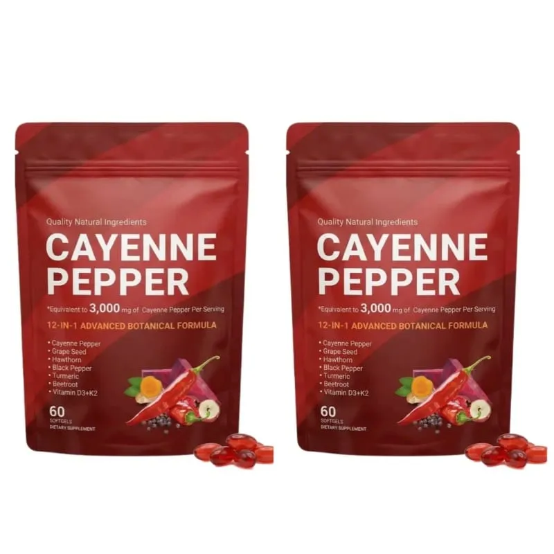 Suplemento de cápsulas de pimenta caiena com semente de uva, beterraba, cúrcuma, vitaminas D3 K2, suporte de ervas, veias das pernas, saúde dos vasos sanguíneos — image 9