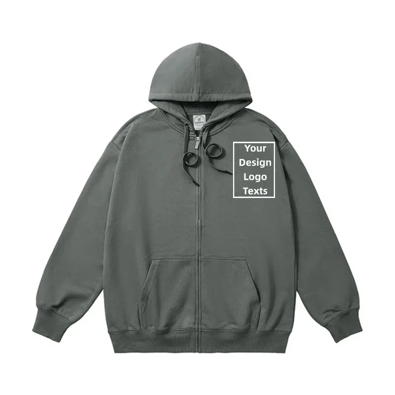 Customized Logo Zipper Hoodies Autumn Winter Fashion Embroidery Company Printed Sweatshirts Men Women Personality Hoody Pullover — image 9