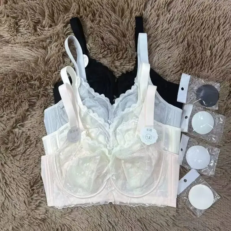 Women's Sexy Lace Support Bra Full Cup Lift Bralette Lingerie Anti-Sagging Ultra Thin Mesh - Slimming Underwear for Big Bust — image 3