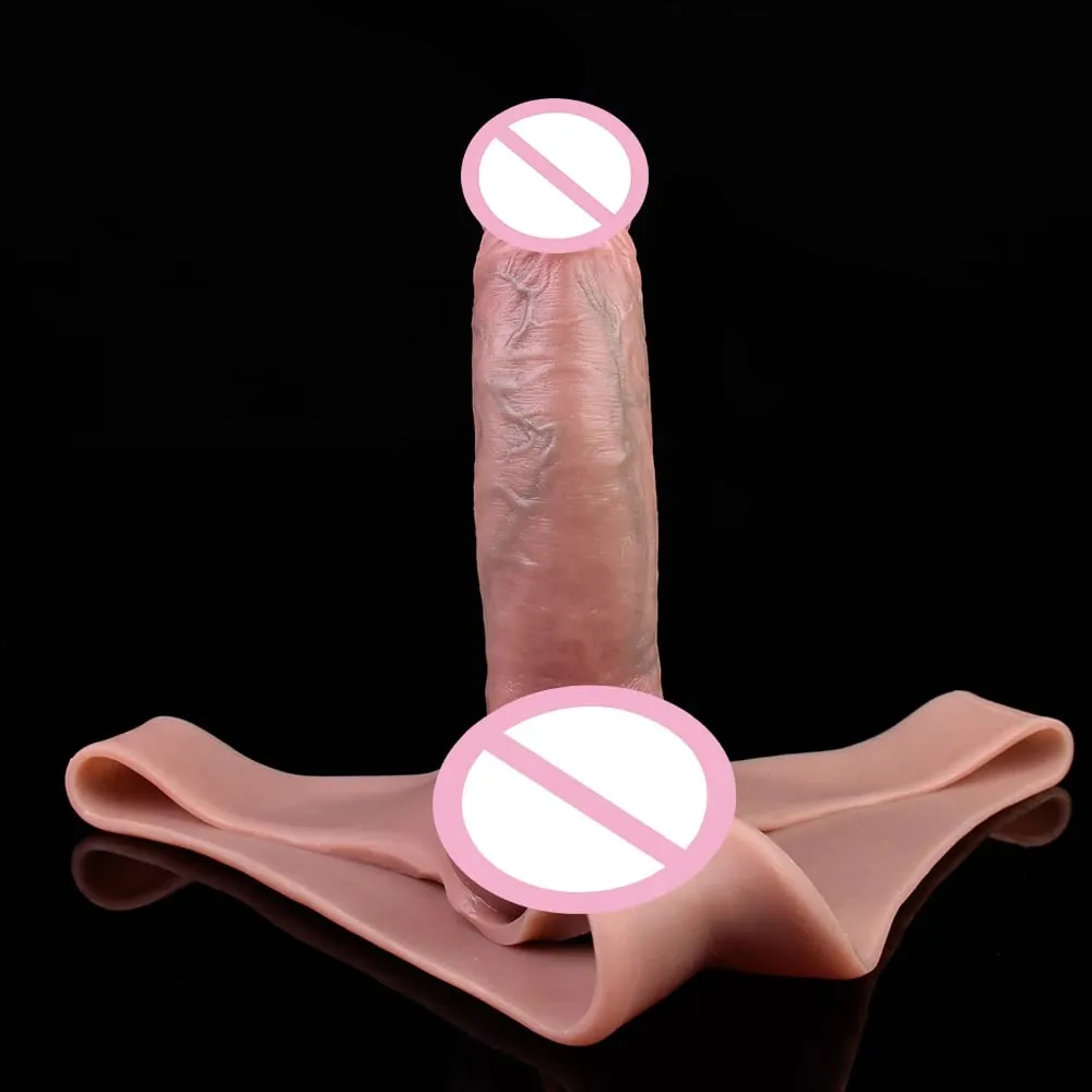 Silicone Briefs Wearable Hollow Dildo Panties Strapon Penis Sleeve Pants Male Dick Extender Sex Toys For Adult Sexy Tools — image 2