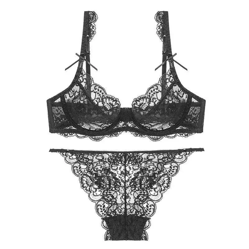 Romantic Atmosphere Lace Minimizer Bra Ultra Thin Sponge Free Wirefree Women Seamless Full Coverage Bust Push Up Set BANERDANNI — image 6