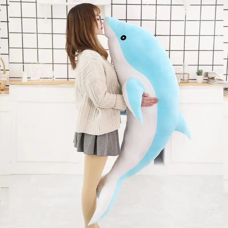 Children Dolphin Pillow Doll Sleeping On Bed Girl Doll Birthday Gift Ocean World Plush Toy for Kids Large Doll Peluches Gifit — image 12