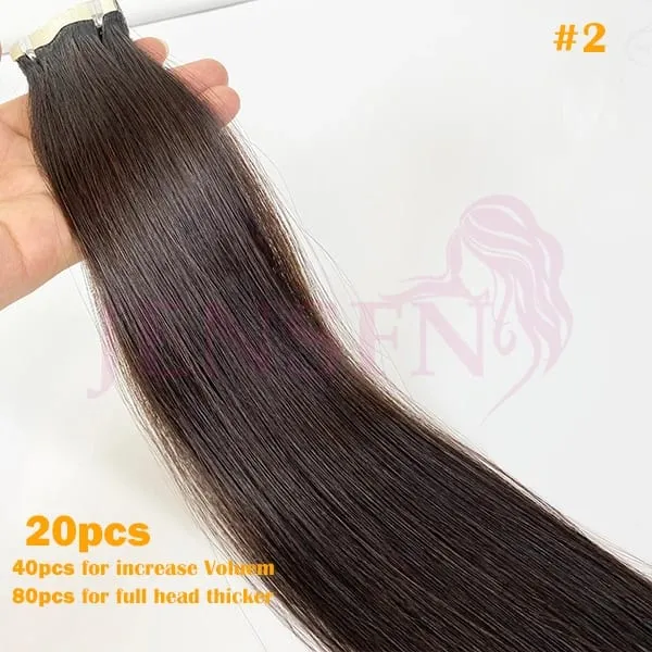 Mini Tape In Hair Extensions 100% Natural Human Hair Remy Quality Straight Seamless PU Tape Ins Brown blonde For Salon — image 9