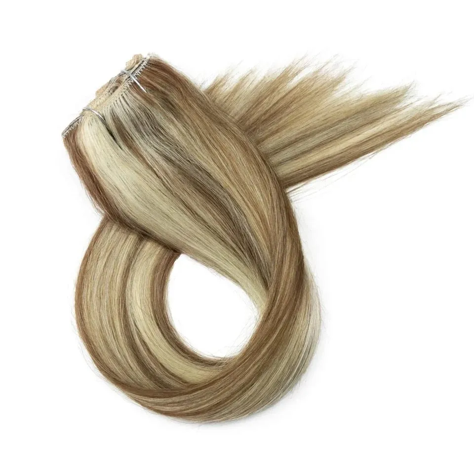Rebecca Clip In Hair Extensions Human Hair Straight Clip In Blonde P6/613 P8/613 P27/613 P4/27 Color Clip Ins Remy Hair 7Pcs Set — image 4