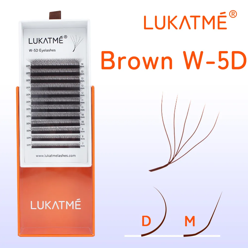 Brown 5D M Curl Fox Eyelash Extensions 7-14mm Premium Soft Volume 5D Lashes Foxy Eye Brown False Mink 5D W Eyelashes