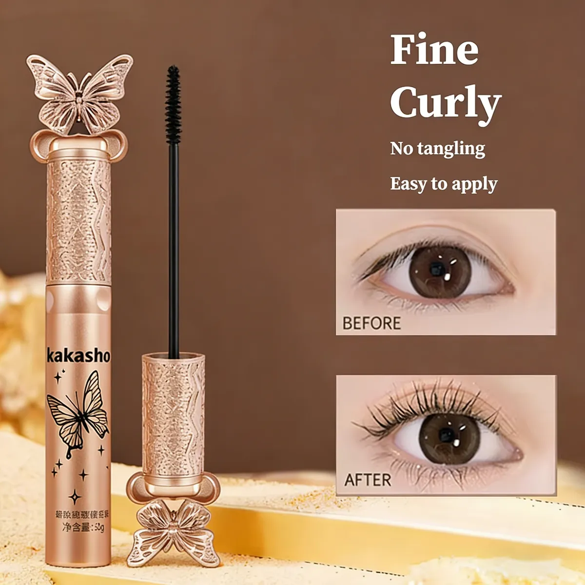 Kakashow Silk Fiber Matte Mascara Makeup Ultra-Fine Brush Lengthens Eyelashes Waterproof Fast Dry Black Curling — image 3