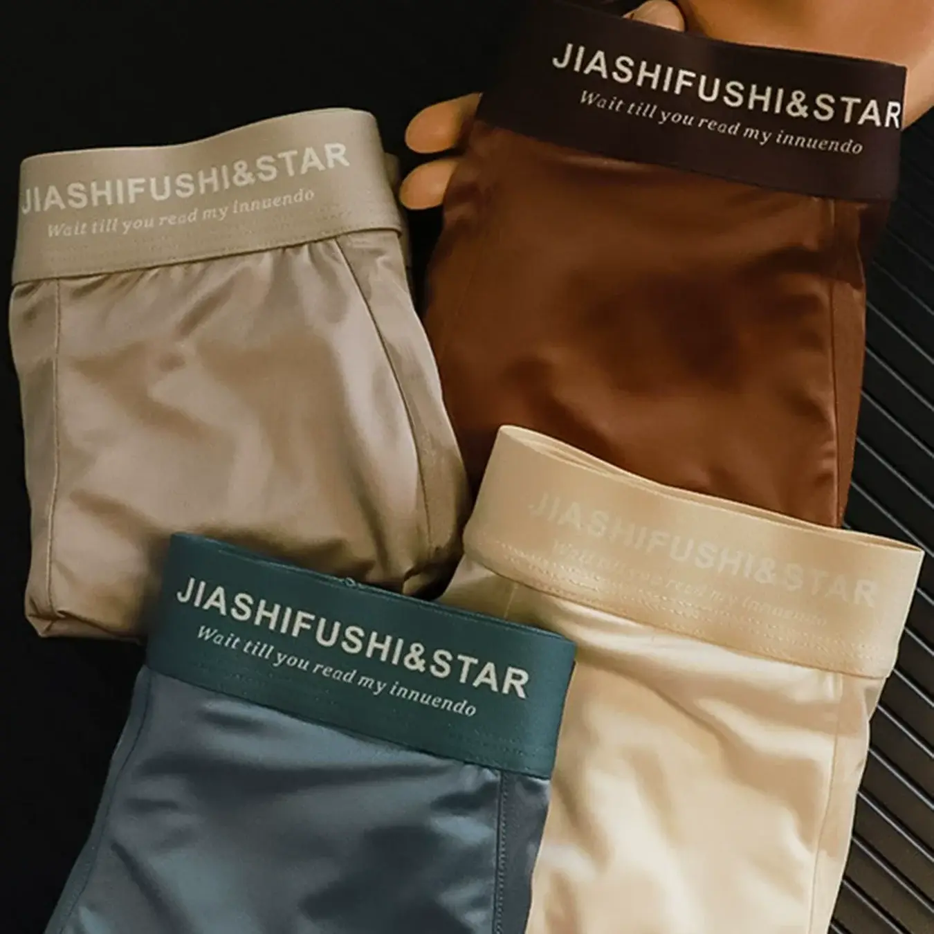 4 Pcs/Lot Breathable Men's Fiber Boxing Briefs, Comfortable Breathable Underwear, Medium Stretch Knit Fabric, Solid Color — image 8