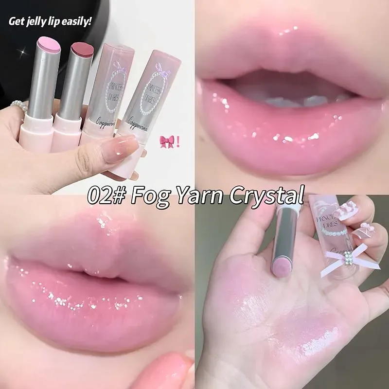 Pink Crystal Mirror Glass Solid Lip Gloss Round Tube Water Light Lipstick Clear Jelly Lip Glaze Nude Brown Moisturizing Lip Tint — image 9