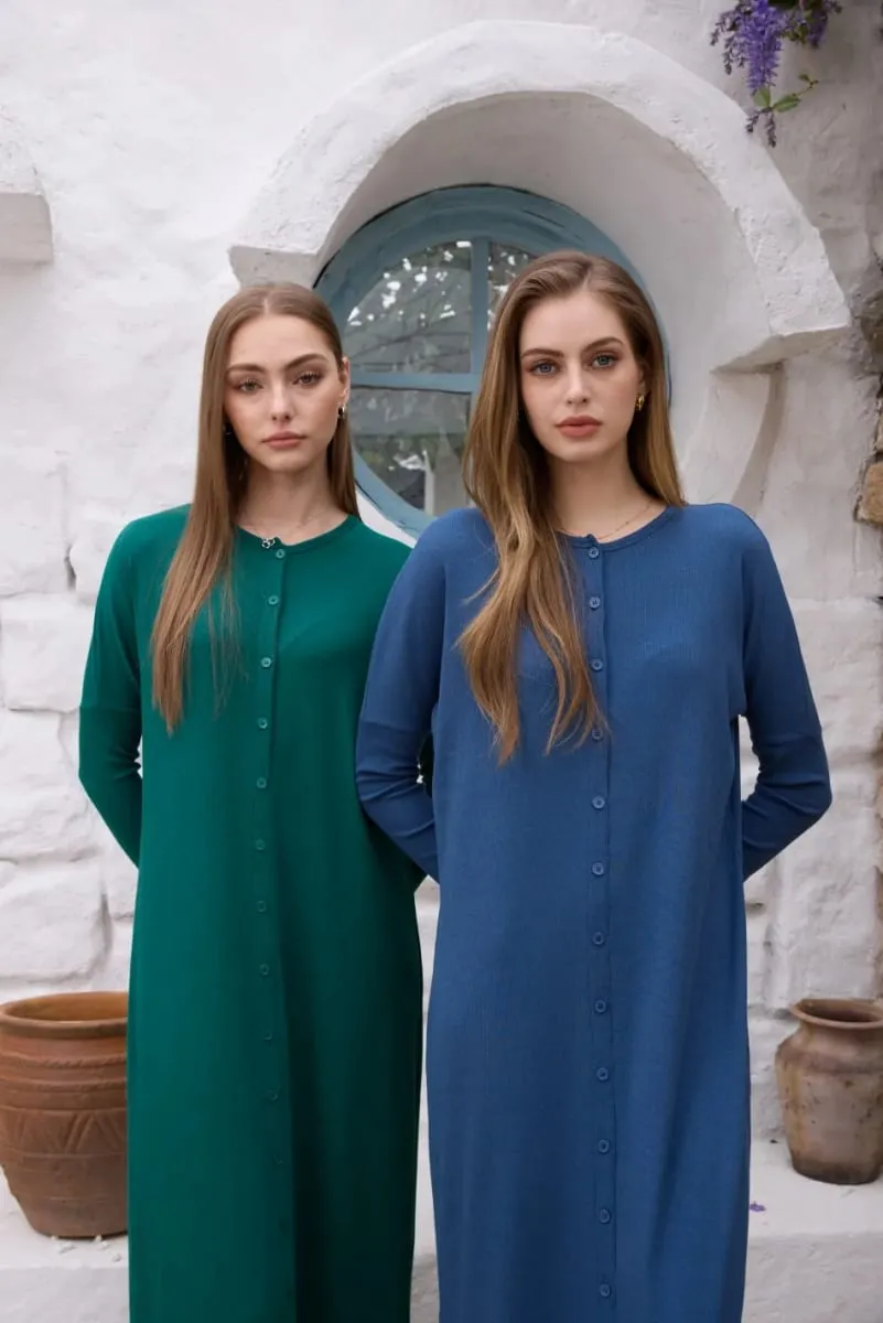 AS SS26 summer loose style button dress comfortable ribbing fabric dress o-neck lady clothes — image 3