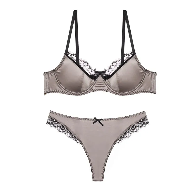 Red Satin Bra Set Dopamine Lingerie for Small Chest Push Up Gathers Anti Sagging Sexy Lace Bralette for Women Pure Sensual — image 12
