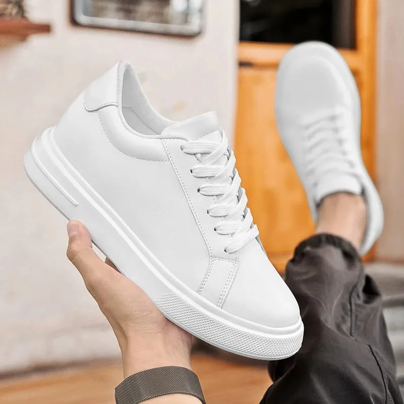 New Men's Sneakers Elevator Shoes Heightening Height Increase Insole 6-10CM High Heels Shoes Leather Sport Shoes Men Shoes — image 3