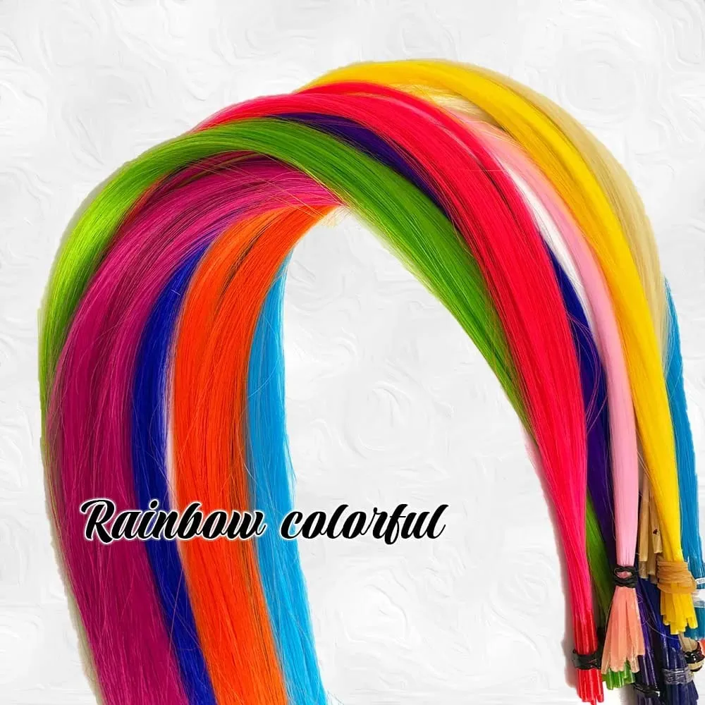 30pcs Colored Hair Extension 16-Inch I-Tip Synthetic Extensions. This long-style kit for women includes beads and a crochet tool — image 6