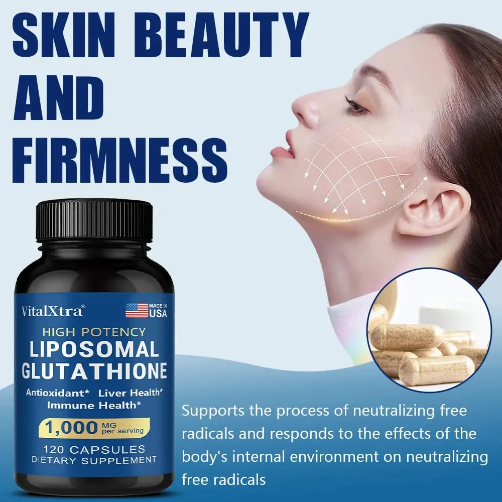 Liposomal Glutathione 1000mg - Vitamin C Antioxidant Supports Liver Immune Brain & Skin Health Enhanced Absorption — image 5