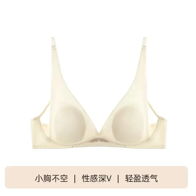 Fransız Üçgen Sutyen Tavşan Kulak Kupası Derin V Kablosuz Bralette Küçük Göğüs Hiçbir Boşluk Seksi iç çamaşırı seti Nefes Yaz Ince — image 8
