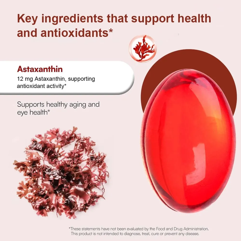 Astaxanthin Capsules 12mg Promotes Cardiovascular Health and Accelerates Metabolism Support Eye Joint & Skin Health — image 6