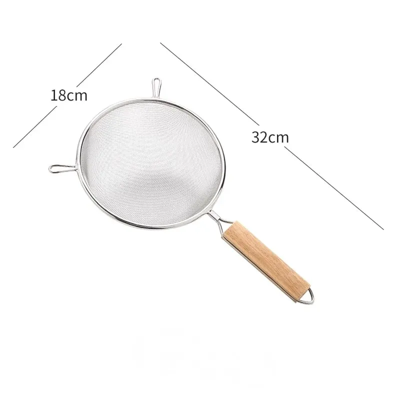 1-3pcs Wooden Handle Flour Sifter And Strainer Fine Mesh Stainless Steel for Home Baking Cooking Juice And Powder Filtering — image 11
