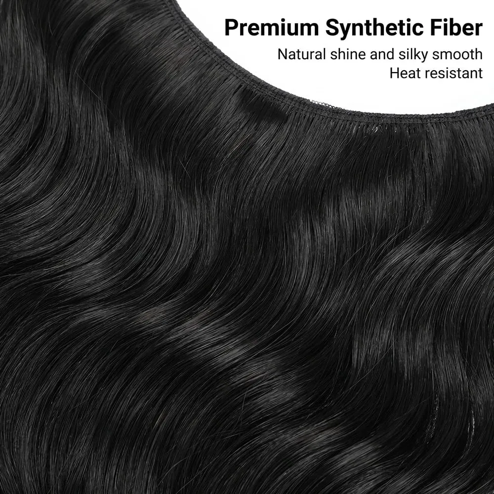 32' Invisible Wire Hair Extensions Curly Black No Clip One Piece Synthetic Hair Piece for Women Natural Long Heat Resistant — image 4