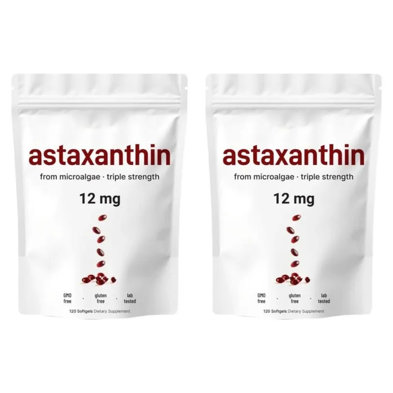 Astaxanthin 12 Mg Gelatin Softgels From Microalgae Antioxidant Support Gluten Free GMO Free Easy To Swallow 120 Softgels — image 10