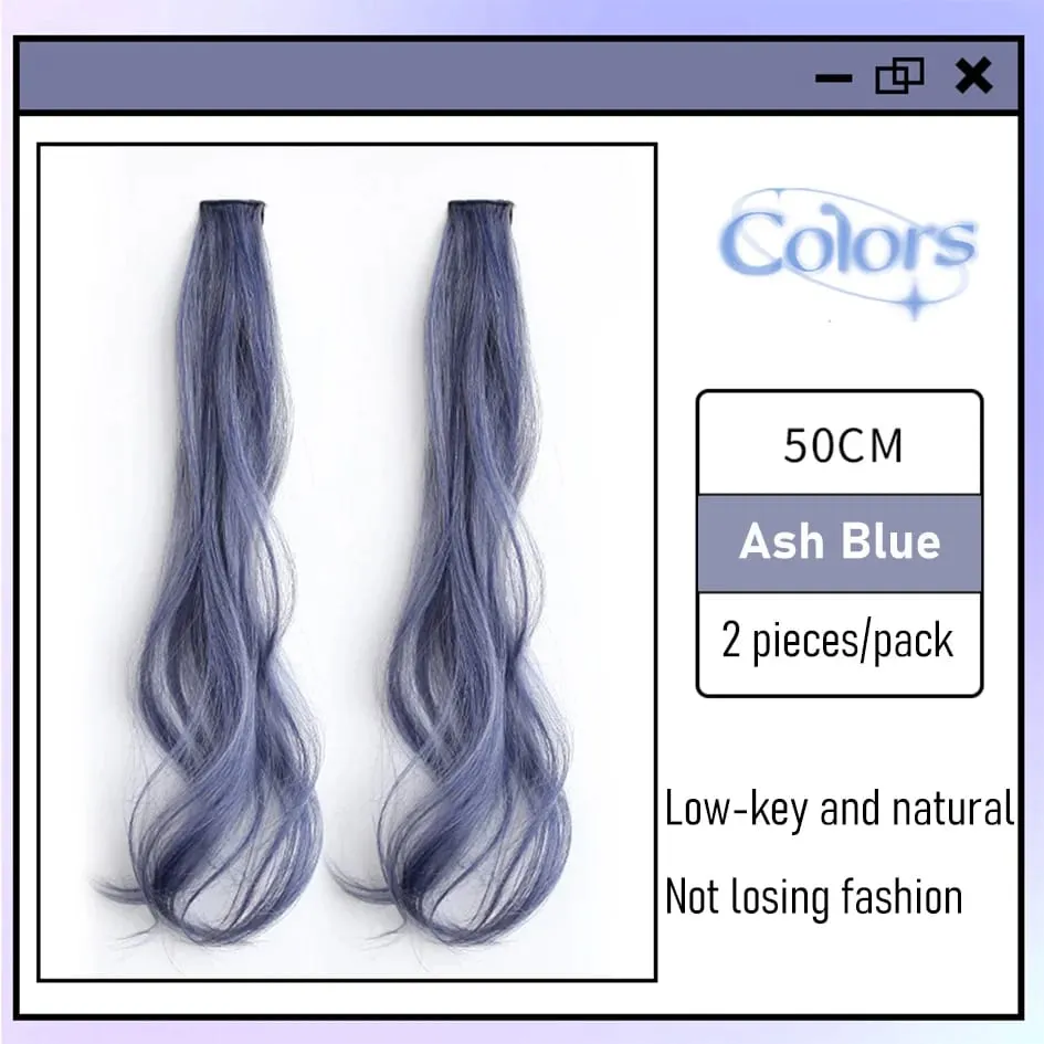 Set da 2 pezzi sintetici 50 cm 60 cm estensioni dei capelli ricci colorati onda d'acqua rosa blu viola parrucca di Natale di Halloween