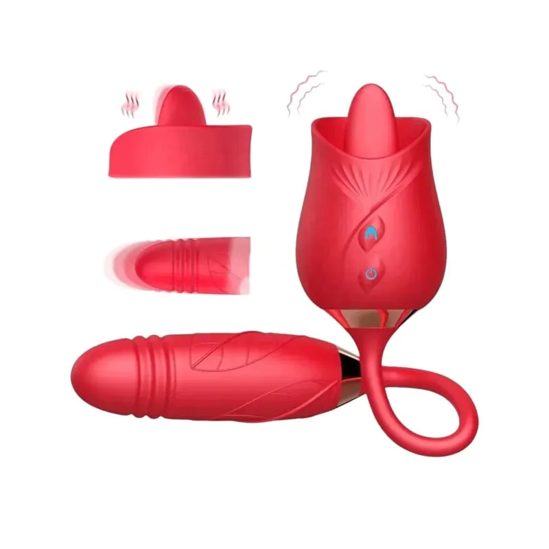 Powerful Rose Sucking Vibrator with Thrusting Clitoral Stimulator G-Spot Massager 10 Modes Rechargeable Sex Toy for Women — image 1