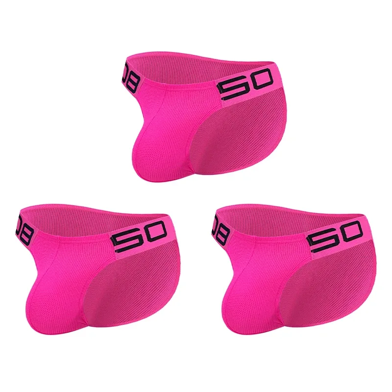 Calzoncillos transpirables de malla de mezcla de nailon para hombre, ropa interior Sexy de Color fluorescente con letras de empalme de cuerno en relieve, cinturilla elástica ancha — image 35
