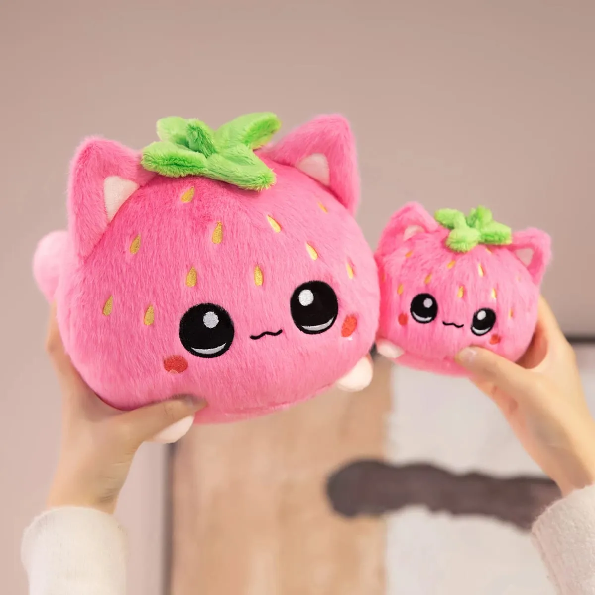 Cute Plush Dolls With Strawberry Cat Stuffed Soft Toys Cushion Sofa Pillow Birthday Gift Room Decor Children's Friends Birthday — image 4