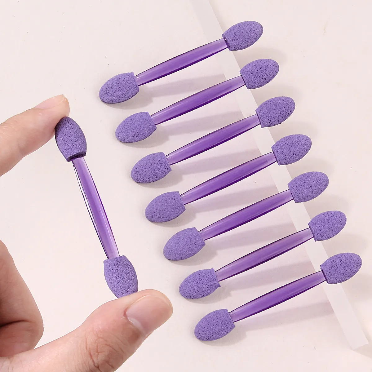 50PCS Double-Ended Eyeshadow Sponge Applicators Purple Disposable Makeup Brushes for Eyeshadow Concealer Nail Art & Eyebrow