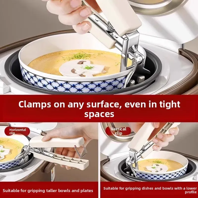 Heat Resistant Bowl Tongs Kitchen Utensils Steamer Stainless Steel Plate Elevator Cooking Safety Clamp Tool — image 5